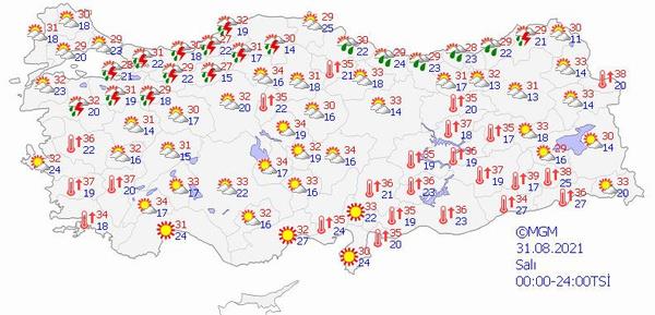  Anadolu:Az bulutlu, le saatlerinden sonra paral ve yer yer ok bulutlu geecei tahmin ediliyor.  <br>  Bat Karadeniz: Paral, yer yer ok bulutlu geecei tahmin ediliyor.