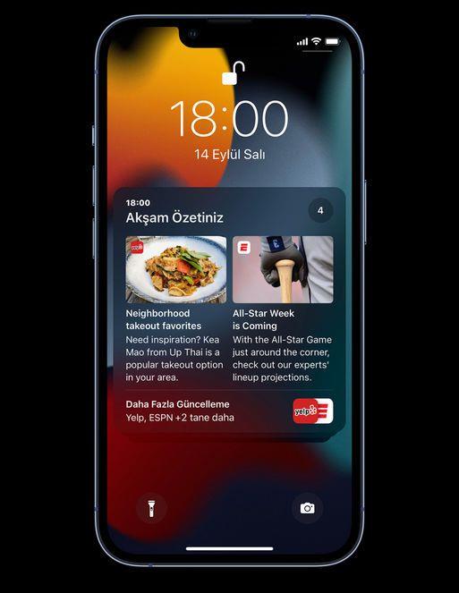 4- Bildirimler<br>  - Yeni grnm, kiiler iin kii fotoraflarn ve uygulamalar iin daha byk simgeleri grntler  <br>  - Bildirim zeti, ayarladnz bir zamanlamaya gre her gn yararl bir bildirim koleksiyonu gnderir  <br>  - Bildirimler, herhangi bir uygulamadan veya ileti konu grubundan nmzdeki bir saat veya gnn geri kalan iin kapatlabilir