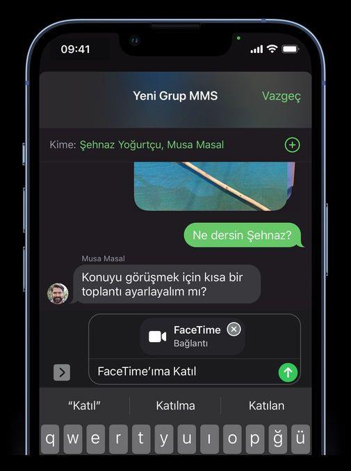- Izgara grnts, Grup FaceTime aramalarnda ayn anda altya kadar kiiyi ayn boyutlu karelerde grntler ve o an konuan kiiyi vurgular  <br>  - FaceTime balantlar, arkadalarnz FaceTime aramasna davet etmenize olanak tanr; Android veya Windows aygtlarn kullanan arkadalarnz bile kendi tarayclarndan katlabilir