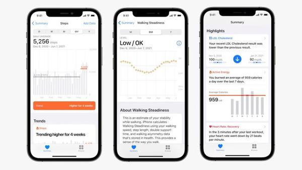 - Yrme Dengesi, dme riskinizi deerlendirip yrme dengesi dzeyiniz dkse sizi haberdar edebilen yeni bir lmdr (iPhone 8 ve daha yenisi)  <br>  - Dorulanabilir salk kaytlar, COVID-19 alarnn ve laboratuvar sonularnn dorulanabilir srmlerini indirip saklamanz salar