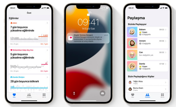 10- Salk<br>  - Paylama, sizin iin nemli olan veya sizinle ilgilenen kiilerle paylalacak salk verilerini, uyarlar ve eilimleri semenizi salar  <br>  - Eilimler, verilen bir salk lmnn zaman ierisinde nasl bir seyir izlediini grmenizi salar ve yeni bir eilim alglandnda sizi haberdar edebilir