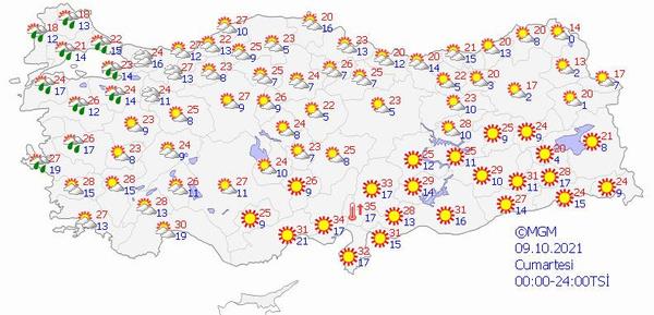 Bat Karadeniz: Paral bulutlu, sabah saatlerinde yer yer puslu ve sisli geecei tahmin ediliyor.