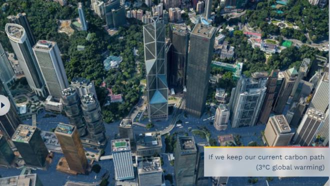 Dier taraftan, Climate Central'n Ky Risk Tarama Arac kapsamnda yaplan bir etkileimli harita, farkl snma seviyelerine dayal olarak gelecekteki olas gelgit izgilerini karlatrd.