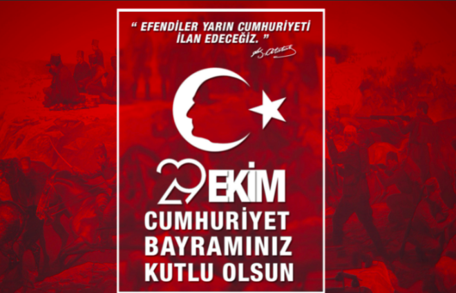Yirmi Dokuz Ekimi Karlarz neeyle nk bu gnde erdik byk cumhuriyete. Cumhuriyet bayramnz kutlu ve anl olsun.