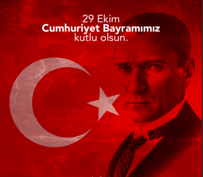 Cumhuriyetimizin ilannn yeni ylnda Byk nderimiz Gazi Mustafa Kemal Atatrk?, aziz ehitlerimizi ve gazilerimizi sayg ve rahmetle anyor, Cumhuriyet Bayramnz en iten dileklerimle kutluyorum.