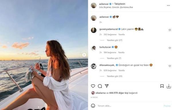Meksika tatili pe pee pozlar veren oyuncu, 6 milyon takipili Instagram hesabndan da paylam yapmay ihmal etmedi.