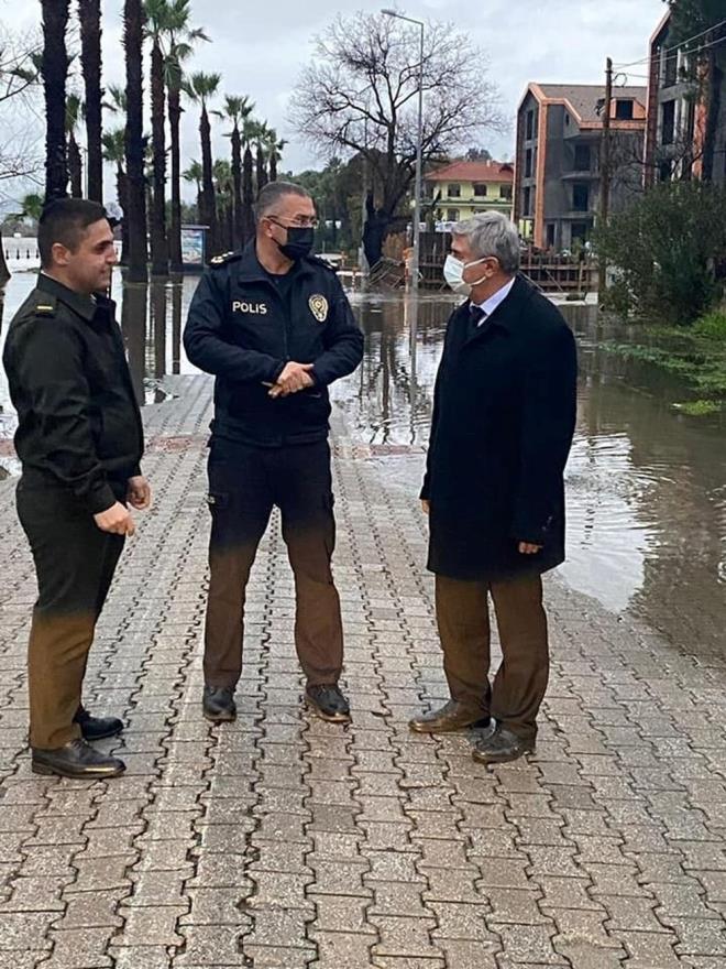 Kyceiz Belediye Bakan Kamil Ceylan ve le Emniyet Mdr Cihan Dalkl taknlar yerinde inceledi.