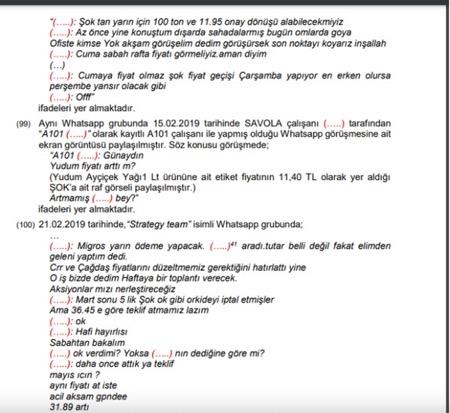 &#9679; X2 market alan: Sknty yapan (?) market biz deiliz. Biz toplantda net ifade ettik. Bu oyunda yokuz. &#9679; Ama dahil oluyorsunuz. Birlikte hareket etmemiz gerekiyor. Onlar gel gel yapyor siz oyuna giriyorsunuz. Yapmayn. &#9679; X2 market alan: 11,95 yaptnda sorun yok. Biz eit olmayacaz.