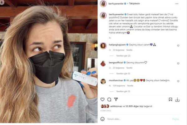 Yenenler, "Evet kt haber geldi maalesef ben de Covid pozitifim. Dnden beri birok test yaptm ikna olmak adna, nk zaten u an her hastalk ok salgn ama maalesef Covid'mi.