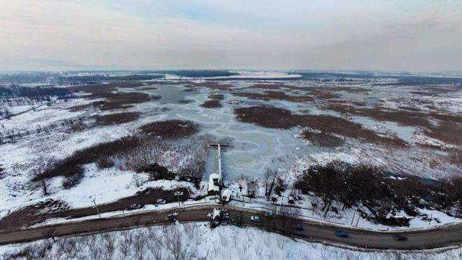 Doal gzellii ve bulunduu konum ile 150?dan fazla gmen kua ev sahiplii yapan Efteni Gl, hava scaklklarnn sfrn altna dmesi sonrasnda dondu.