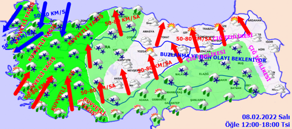 SICAKLIKLAR MARMARA VE EGE'DE DECEK    Hava scaklnn Marmara ve Ege'de 4 ila 8 derece azalaca,  ve kuzeydou kesimlerde 1 ila 3 derece artaca tahmin ediliyor, dier yerlerde nemli bir deiiklik beklenmiyor.