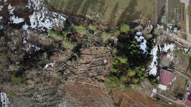 Mdahale ederek kesimi durduran kyller, ardndan yetkililere haber verdi.