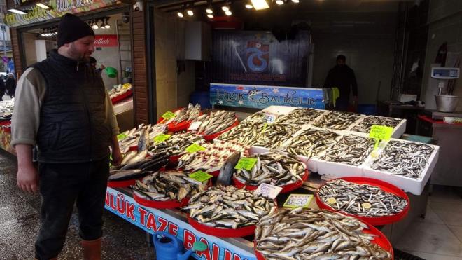 Aydn, tezgahlarda satlan balk fiyatlarn sralad:<br>    "Hamsi 40 TL,    mezgit 50 TL,    tirsi 30 TL,    alabalk 50 TL,    istavrit 30 TL,    somon 60 TL     levrek 80 TL."