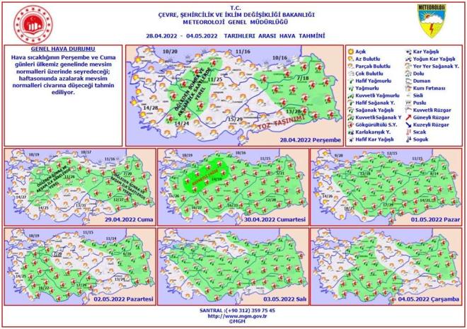 BAYRAMDA HAVA DURUMU NASIL OLACAK?    Meteoroloji Genel Mdrl'nn deerlendirmelerine gre Ramazan Bayram boyunca scaklklar mevsim normallerinde seyredecek.    Meteoroloji'nin haftalk hava tahmini raporuna gre hava scaklklar Perembe ve Cuma gnleri mevsim normallerinin zerinde seyredecei daha sonraki gnler ise azalarak mevsim normalleri civarna decei tahmin ediliyor.    te Ramazan bayramnda stanbul, Ankara, zmir ve dier ehirlerde beklenen hava tahmini...