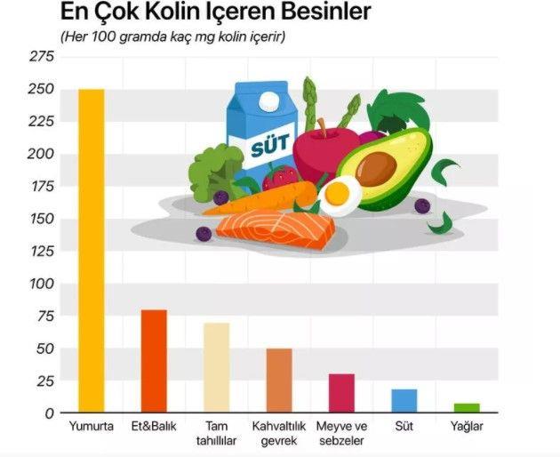 Yetersiz kolin alm ise..     Sinir hcrelerinin erken bozulmasna, hafzann zayflamasna, Alzhemier gibi hastalklarn kolay olumasna yol ayor.