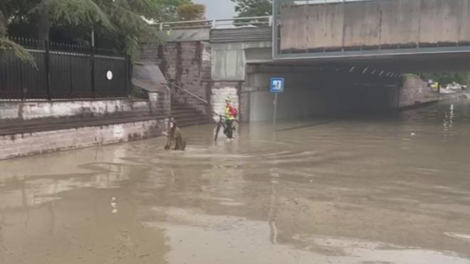 Caddenin kapanmas nedeniyle baz yayalar Ankara niversitesi'ni evreleyen duvarn zerinden yryerek yola devam etmeye alt.
