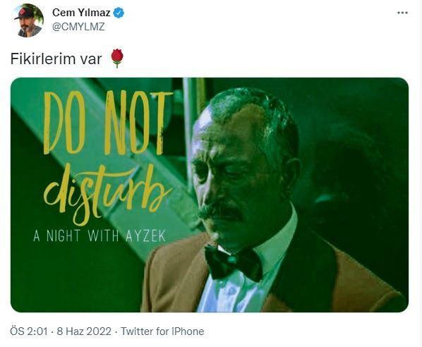 Artk o arabal vapur yok. Peki sonra ne oldu. Bunu yeni yazmaya baladm filmde greceiz. Do not Disturb. Joker dnerse Ayzek de dner bu kadar basit" eklinde paylamda bulundu.