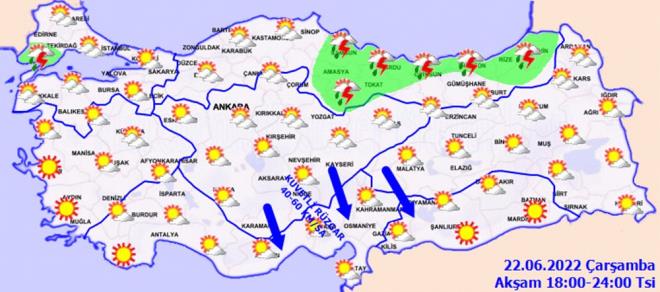�� Anadolu'da hava par�al� bulutlu.    Sabah saatlerinde �ank�r�, Sivas, Kayseri ve Ni�de; ��le saatlerinde Ankara, K�r�kkale, �ank�r� ve Yozgat �evrelerinin yerel olmak �zere sa�anak ve yer yer g�k g�r�lt�l� sa�anak ya���l� ge�ece�i tahmin ediliyor.    R�zgar�n b�lgenin g�ney ve do�u kesimlerinde kuzeyli y�nlerden yer yer kuvvetli olarak esmesi bekleniyor.    Ankara-29, �ank�r�-30, Eski�ehir-27 derece.