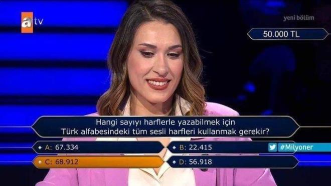 Sesli harfleri sayarak soruya cevap vermeye alan yarmac, bildiklerini de unutunca ortaya ilgin anlar kt.