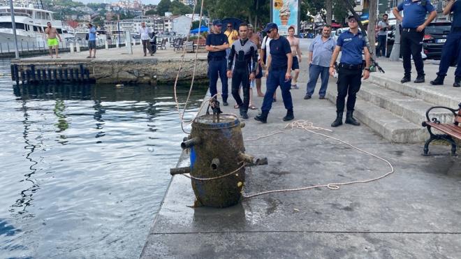 MAYIN SANILDI, TONOZ IKTI    Yaplan almalar sonucunda cismin mayn olmad, gemileri tutmak iin kullanlan tonoz olduu belirlendi.