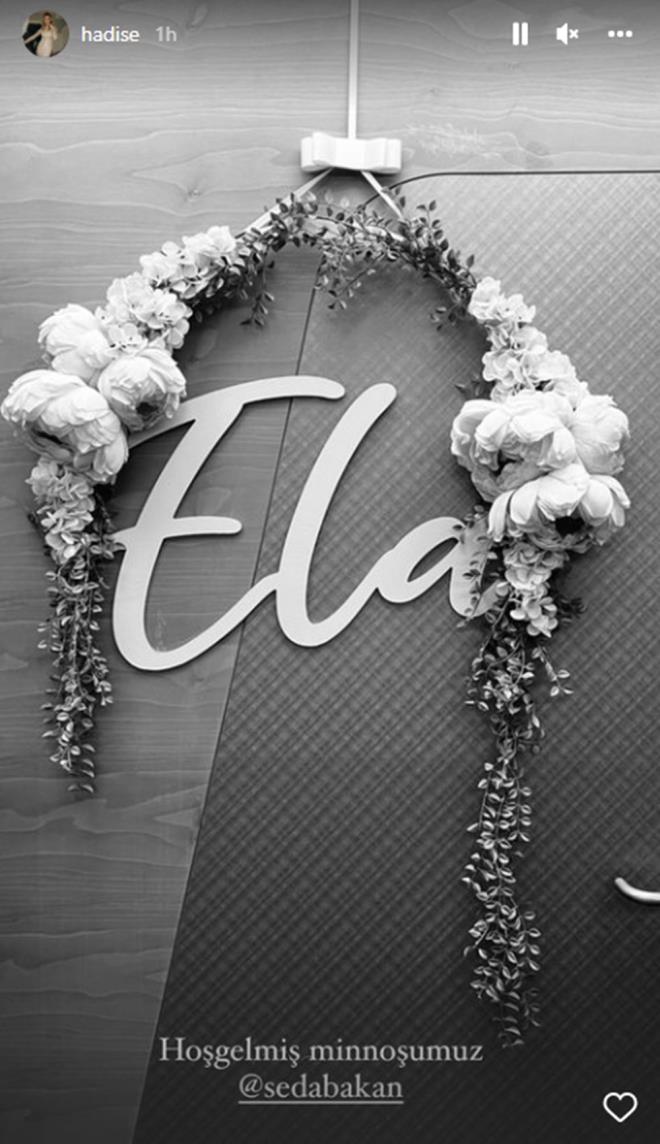 Doum haberini oyuncunun yakn arkada Hadise de "Hogeldin minnoumuz" notuyla paylat.