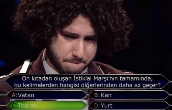 stiklal Mar sorusuna doru yantn veren Arda Ayten, 1 milyon TL'nin sahibi olmutu.