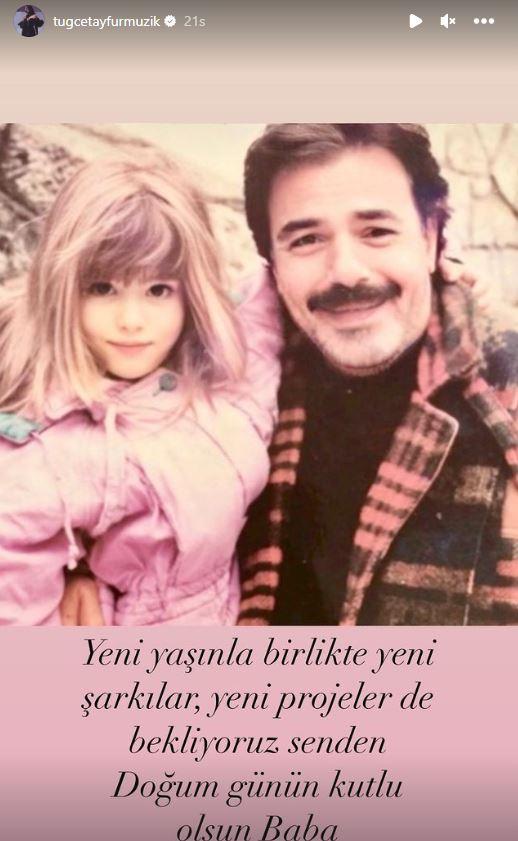 Tue Tayfur, henz kk bir ocukken babasyla ekilen fotorafn "Yeni yanla birlikte yeni arklar, yeni projeler de bekliyoruz senden. Doum gnn kutlu olsun baba" notuyla yaynlad.