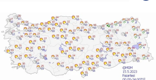 DOU ANADOLU  Paral ve ok bulutlu, aralkl saanak ve gk grltl saanak yal geecei tahmin ediliyor. Yalarn Malatya, Tunceli, Elaz evreleri kuvvetli olmas bekleniyor.