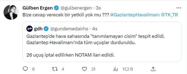 Sosyal medya hesabndan yapt paylamlara cevap alamayan Glben Ergen, UFO haberlerini alntlayp, "Bizi duyan bir yetkili yok mu?" diye sordu.