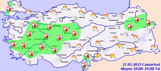 Seim gn hava nasl olacak? (Meteorolojiden 5 gnlk rapor) - 7   ANADOLU BLGESNDE HAVA DURUMU NASIL OLACAK?    Paral ve ok bulutlu, kuzey kesimleri ile zamanla blge genelinin yerel olmak zere aralkl saanak ve gk grltl saanak yal geecei tahmin ediliyor. Yalarn, le saatlerinden sonra Eskiehir, Ankara ve ankr evrelerinde yer yer kuvvetli olmas bekleniyor.