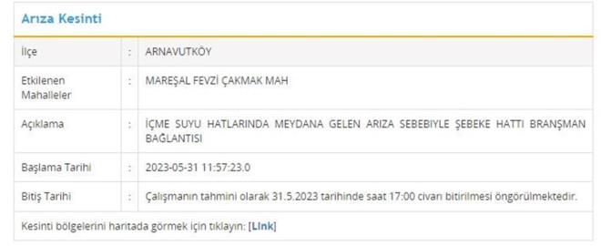 31 MAYIS SU KESNTS PROGRAMI