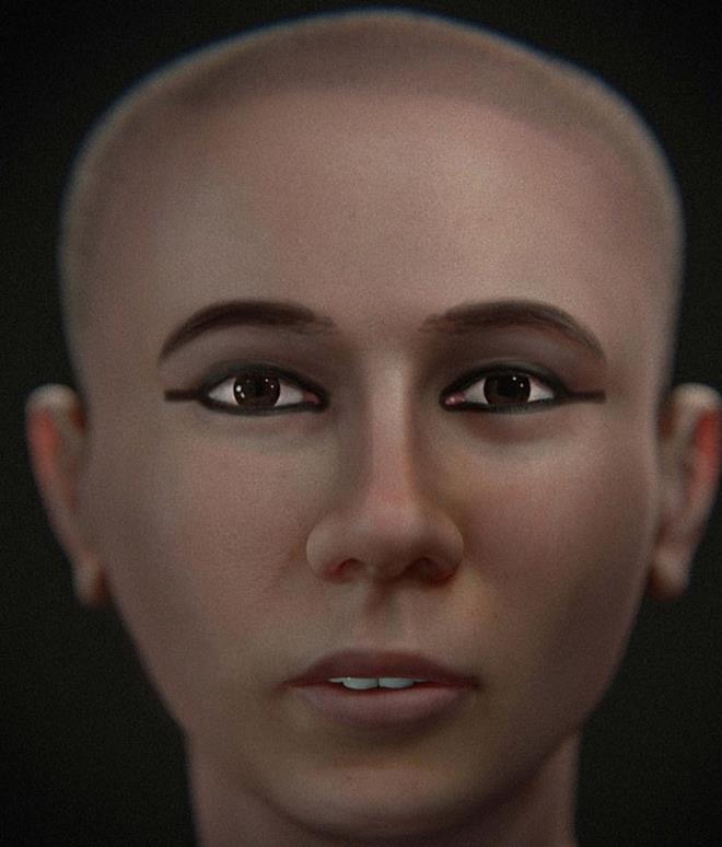 Tutankhamun'un yz hatlar, mumyalanm kafatasnn dijital bir modeli kullanlarak Brezilya, Avustralya ve talya?dan uluslararas bir akademisyen ekibi tarafndan hayata geirildi.    Bu yeniden canlandrma,  bin yldan daha uzun bir sre nce ldnde henz ergenlik anda olan bir kraln gen ve 'narin' yzn ortaya koyuyor.