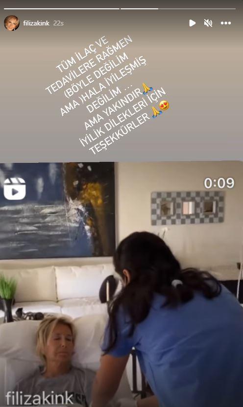 Hasta yatandan bir ann paylaan Filiz Akn "Tm ila ve tedavilere ramen byle deilim ama hl iyilemi deilim ama yakndr" dedi.