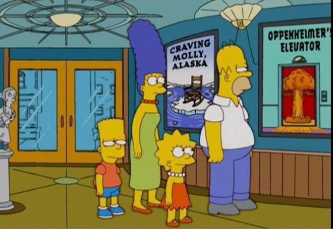 "Ayn blmde Simpsonlar, Oppenheimer filminin gsterildii sinema salonuna gidiyor. Yl 2023 ve Oppenheimer sinemalarda."