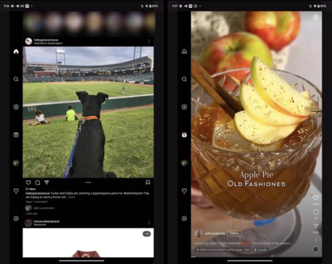 Yeni dzen, Hikayeleri kullanc arayznn en stnde brakyor ve Reels'in dolgu iin siyah ubuklarla sabit bir en boy oranna bal kalmasn salarken, beslemeyi ekrann her iki tarafna doru geniletiyor.    Ana deiiklik, kenar ubuun uygulamann sol ksmna sabitlenmesi olarak grnyor.