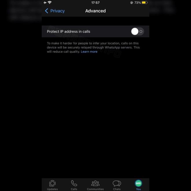 IP ADRES GZLENEBLECEK    "Aramalarda IP adresini koru" seenei ile WhatsApp, cihaznzdaki aramalar kendi sunucular zerinden gvenli bir ekilde aktarlacandan, aramadaki dier kiilerin konumunuzu ve IP adresinizi karmas pek mmkn olmayaca duyurulmutu.
