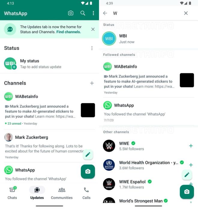 KANAL ARAMA    Uygulamann son gncellemesiyle birlikte WhatsApp, kullanclarn takip edilen kanallar ve dier dorulanm kanallar dizini amadan hzl bir ekilde aramasna olanak tanyan nemli iyiletirmelerle birlikte durum gncellemeleri iin arama zelliini sunuyor.