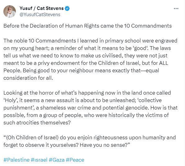 Bakara suresinin 44. ayetini de paylamna ekleyen slam, srail'e seslenerek "Ey srailoullar! Siz insanlara iyilii emrettiiniz halde, kendinizi unutuyor musunuz?