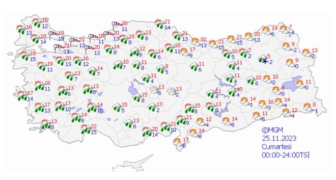 25 KASIM CUMARTES HAVA NASIL OLACAK?