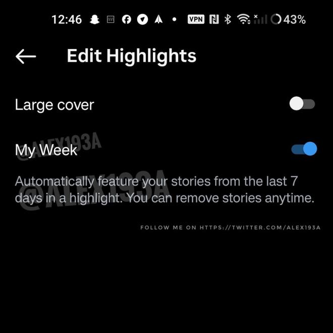Bu zellikle birlikte platformdaki kullanclarn hikayeleri 24 saat yerine 7 gn boyunca grntlenebilecek.    te yandan kullanclarn hikayelerini istedikleri zaman kaldrabilecekleri de belirtildi.