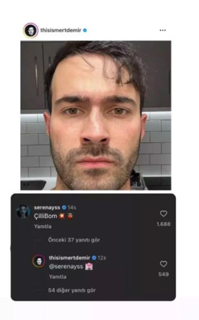 "LL BOM"    nl oyuncu, birka gn nce Mert Demir'in Instagram hesabndan "te le bir ey" notuyla yapt bir paylama kaytsz kalamamt. Sarkaya, nl isme "illi bom" yorumunu yapmt.    Bu paylam ve yorumun ardndan nl oyuncu ve arkcnn ak yaad iddialar yeniden alevlenmiti.