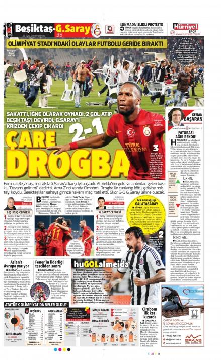 ��te olayl� derbinin gazete man�etleri..