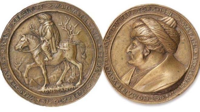 Fatih Sultan Mehmet'in ehzadelik dnemine tarihlendii tahmin edilen bronz madalyon, 21 Mays'ta ak artrmaya kacak.