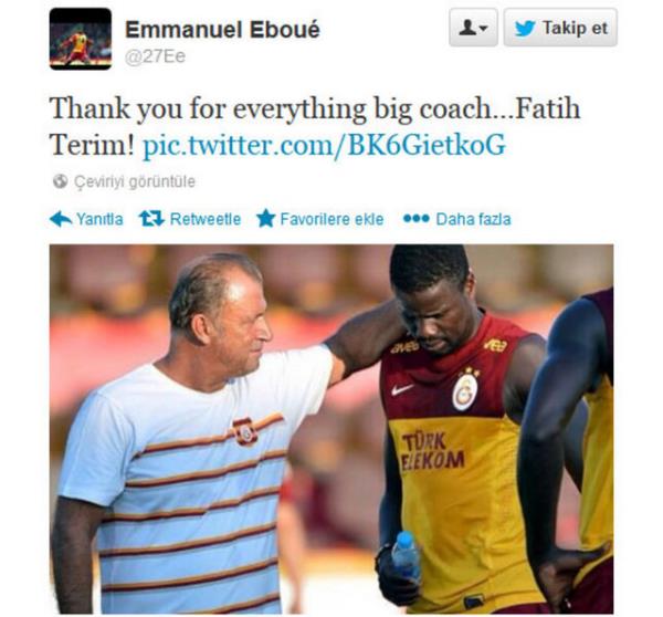<b>Eboue:</b> Her ey iin teekkr ederiz byk hoca Fatih Terim