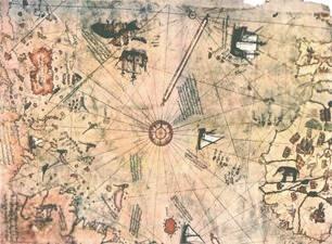 1513 tarihli haritada, Antarktika ktasnn bir ksm da tasvir ediliyor.