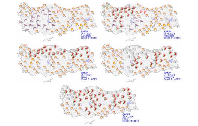 Meteoroloji'nin 5 gnlk hava durumu haritas...