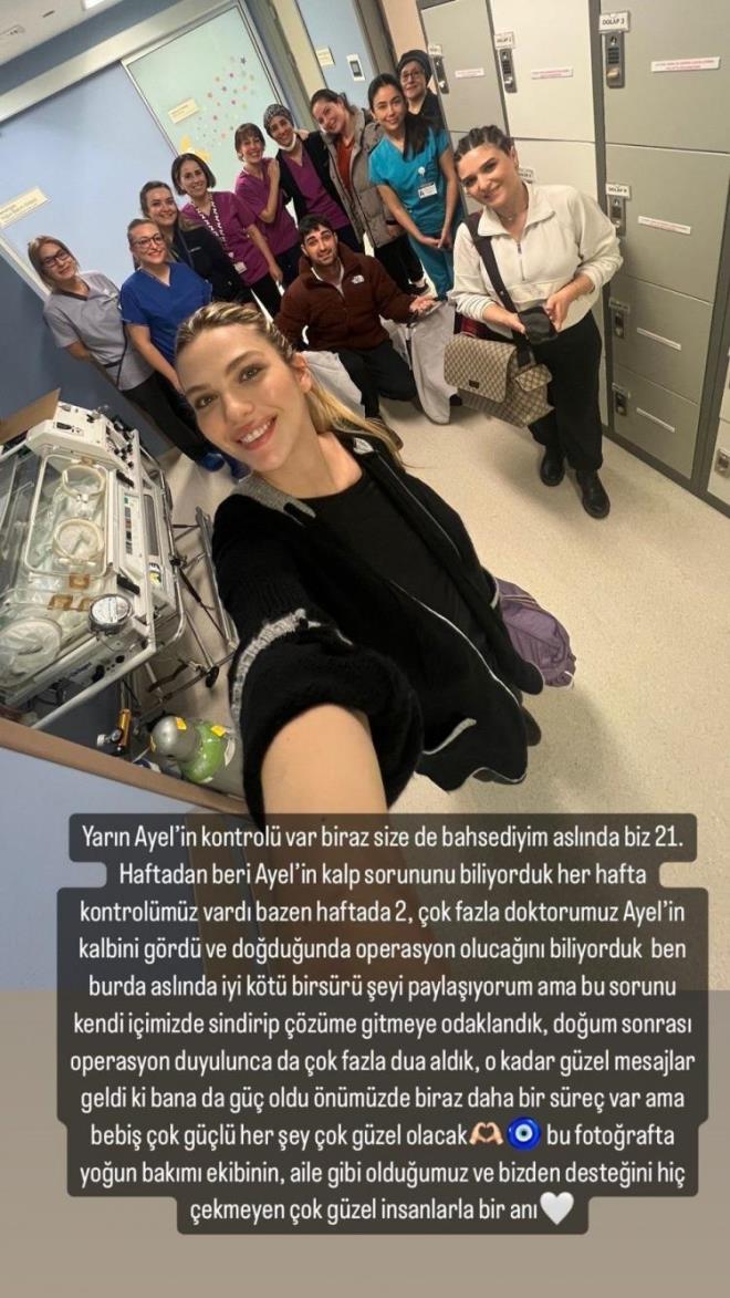 "BEB OK GL"    "Yarn Ayel'in kontrol var... Biraz size de bahsedeyim" diyerek duruma aklk getiren efkatli, "Aslnda biz 21'inci haftadan beri Ayel'in kalp sorununu biliyorduk. Her hafta kontrolmz vard, bazen haftada iki. ok fazla doktor Ayel'in kalbini grd ve doduunda operasyon geireceini biliyorduk. Ben burada aslnda iyi kt bir sr eyi paylayorum ama bu sorunu kendi iimizde sindirip, zme gitmeye odaklandk. Doum sonras operasyon duyulunca ok fazla dua aldk, o kadar gzel mesajlar geldi ki bana da g oldu. nmzde biraz daha bir sre var ama bebi ok gl, her ey ok gzel olacak" eklinde konutu.