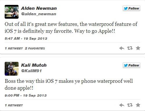 "Yeni ieriklerin arasnda en iyi olan su geirmeme zellii." <p>"ok iyi i baardn Apple..."</p>