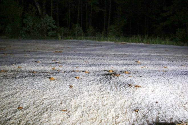 Merkeze bal Cierdede ky civarnda etkili olan dolu nedeniyle tarlalar ve ormanlk alanlar beyaza brnd.
