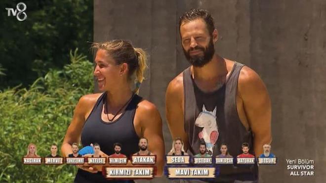 KAPTANLIK YARII<p>    Survivor All Star'da Aleyna'nn adaya veda etmesi sonras yeni haftann kaptanlk yar gerekleti. Atakan en iyi sreyi yaparak birinci oldu. Atakan'a en yakn sreyi Seda yakalad.  <br>  Atakan'n Krmz Takm': Hilmi Cem, Nefise, Yunus Emre, Merve, Nagihan  <br>  Seda'nn Mavi Takm': Ogeday, Damla Can, Batuhan, zgr